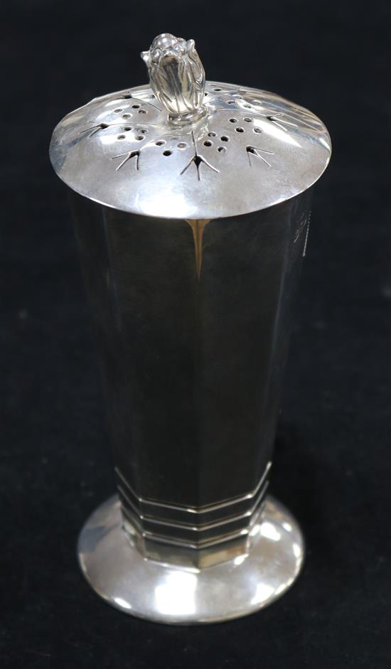 A 1930s silver sugar sifter by Josiah Williams & Co, London, 1938, 7 oz.